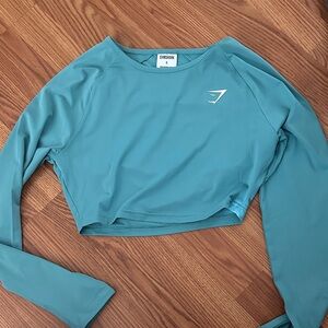 Gymshark Women's Blue Long Sleeve Crop Top
